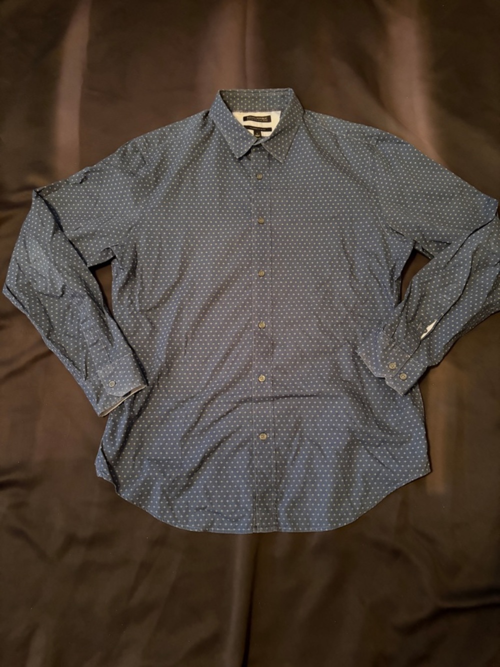 Banana Republic Men's Navy Blue Dot-Print Button-Down Shirt